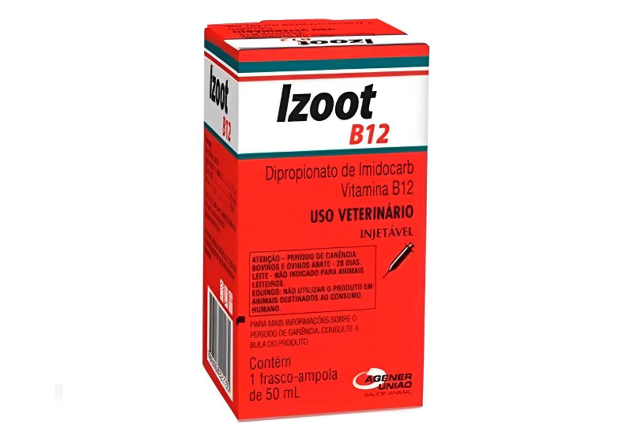 Remédio izoot b12 em um fundo branco 