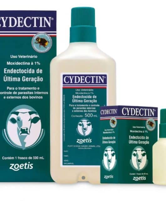 imagem de um remédio Cydectin em um fundo branco