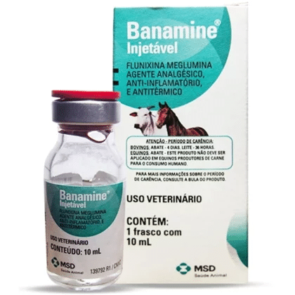 Frasco do remédio Banamine Injetável