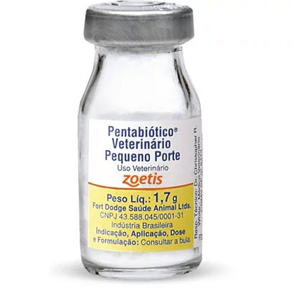 Frasco do remédio Pentabiótico anti-infeccioso injetável